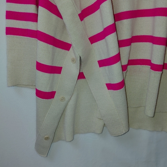 MERSEA Amour Striped Sweater Heart Elbow Patches Women's OSFA Tan Pink Red - Picture 4 of 7
